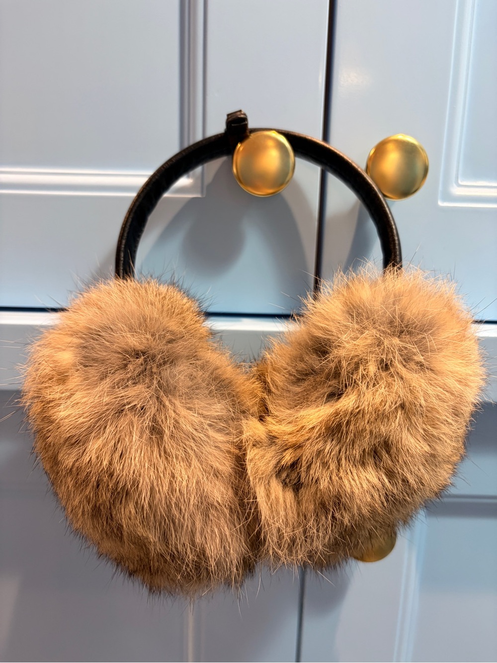 Rudsak Leather and Rabbit Fur Earmuffs